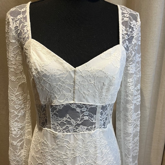 Guess White Lace Long Sleeve Bodycon Dress Size L - Picture 4 of 16